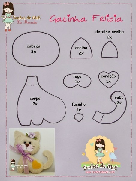 Выкройки игрушек из фетра