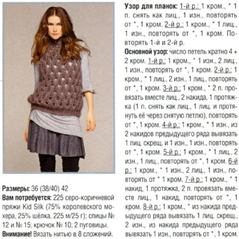 Жилет спицами