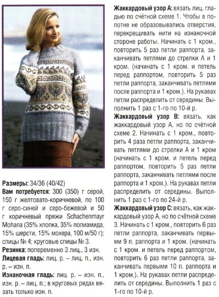 Свитер с узорами