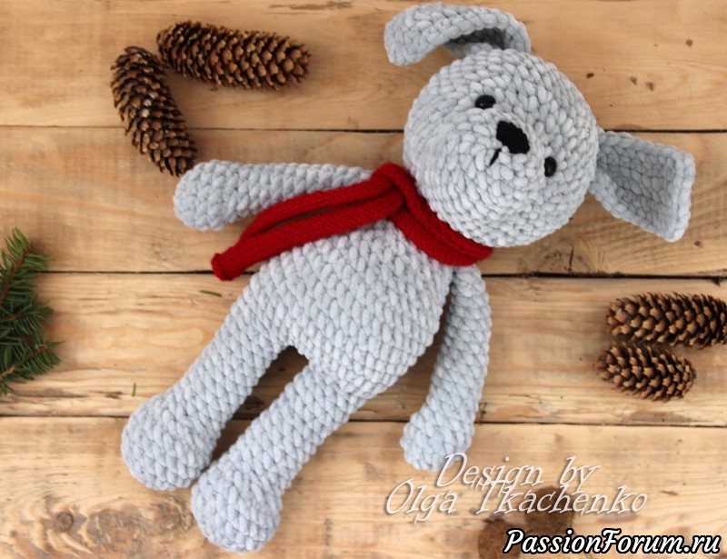 Мастер класс. Игрушка амигуруми Щенок из плюшевой пряжи крючком.