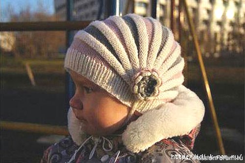 Детская шапка &quot;Радужная&quot; спицами. Схема вязания и текстовое руководство