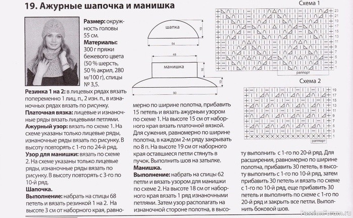 Ажурные шапочка и манишка. МК