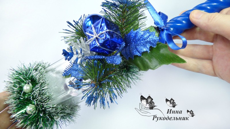 Новогодний подсвечник из бутылки своими руками