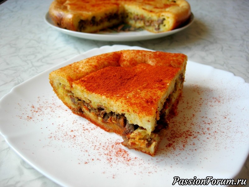 Закусочный пирог с куриной печенью (Наливной пирог)