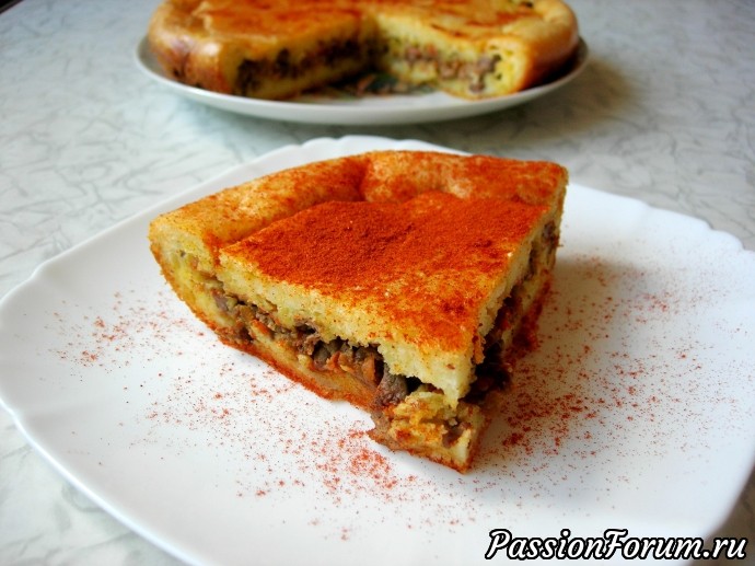 Закусочный пирог с куриной печенью (Наливной пирог)