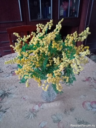 Букет мимоз из бисера