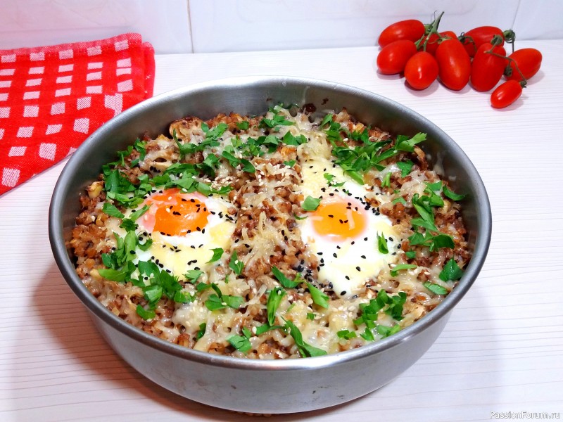 Как приготовить вкусный обед или ужин на скорую руку.Гречка с грибами в духовке.
