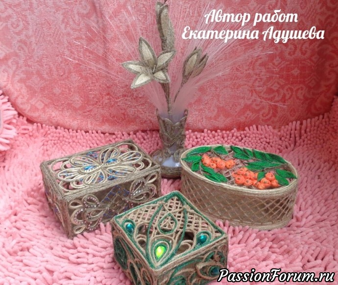 Шкатулки из джута