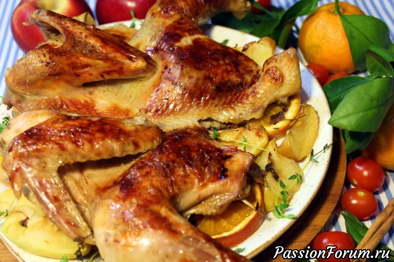Пряная утка с яблоками и апельсинами на Новый Год.