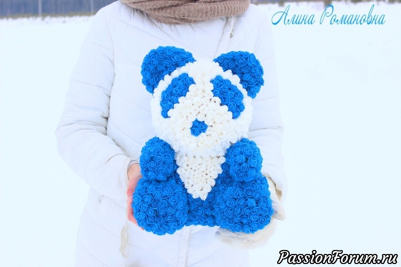 ОГРОМНАЯ ПАНДА!!! МАСТЕР-КЛАСС МИШКА ИЗ РОЗ СВОИМИ РУКАМИ!