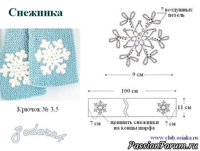 Снежинки крючком