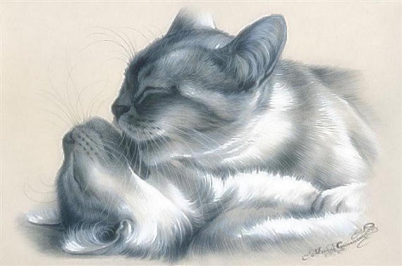 Кошки от художницы Ирины Гармашовой.