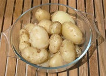 Картофель в мундире, жареный перец, и жареные кабачки с румынским соусом Муждей.