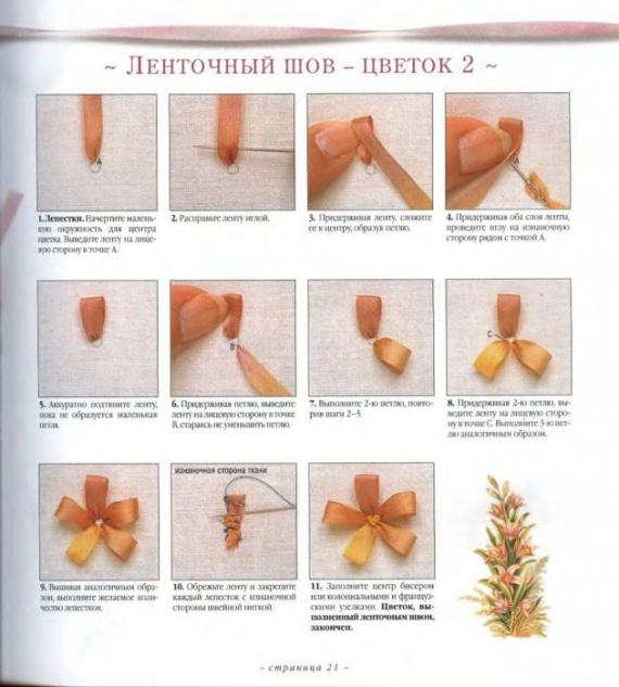 Вышивка лентами. 1.Швы