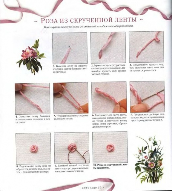 Вышивка лентами. 1.Швы