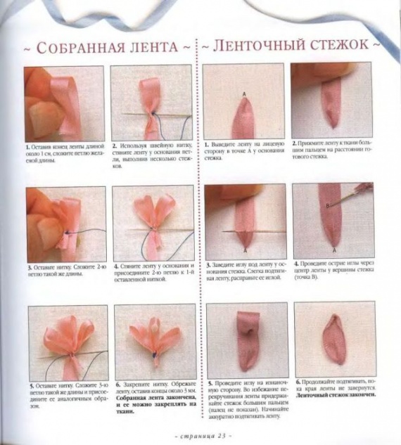 Вышивка лентами. 1.Швы