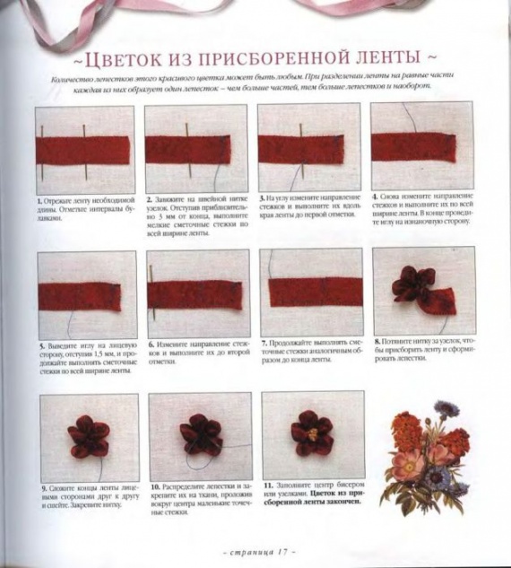 Вышивка лентами. 1.Швы