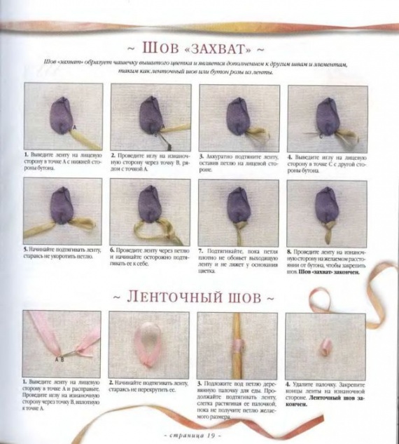Вышивка лентами. 1.Швы