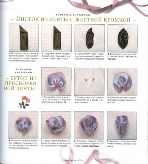вышивка лентами. 2. Цветы