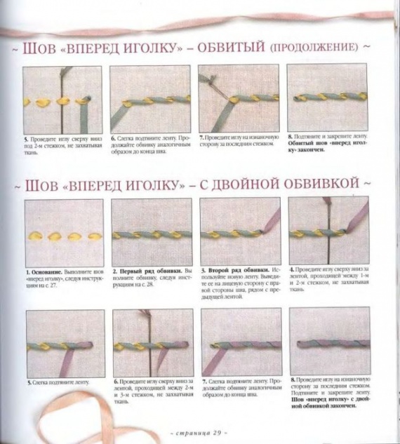 Вышивка лентами. 1.Швы
