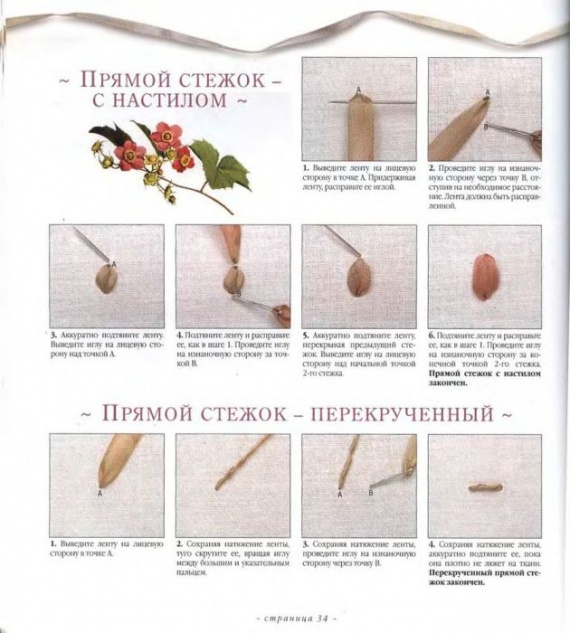 Вышивка лентами. 1.Швы
