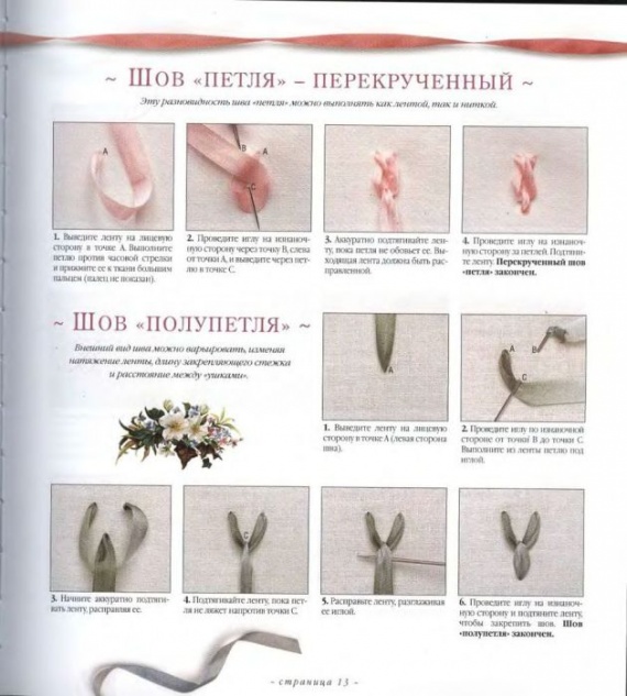 Вышивка лентами. 1.Швы