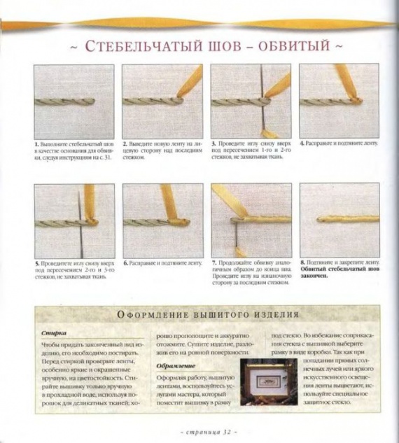 Вышивка лентами. 1.Швы